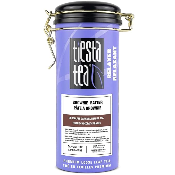 Tiesta Tea - Brownie Batter - Chocolate Caramel Herbal Tea - Loose Leaf Tea Blend - Non-Caffeinated Herbal Tea - Make Hot or Iced Tea Up to 40-50 Cups - 6 oz Refillable Tin
