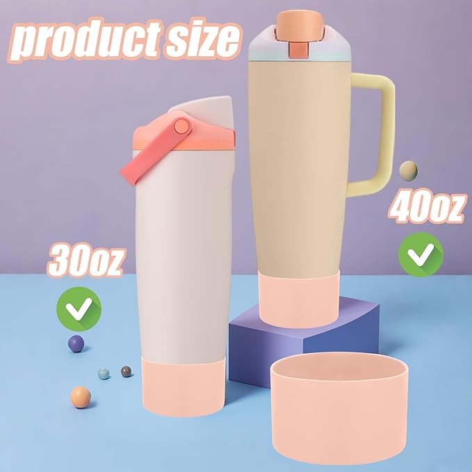Mity rain 2PCS Protective Silicone Boots for Owala 30oz & 40oz FreeSip Sway Bottles & Tumblers - Accessories for owala, Enhances Stability & Prevents Scratches (Light Peach)