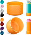 2PCS Silicone Water Bottle Boot for Owala 24oz, Protective Bottom Bumper Anti-Slip Sleeve for FreeSip, Twist, and Flip Stainless Steel Bottles, Dishwasher Safe and BPA Free(Orange)