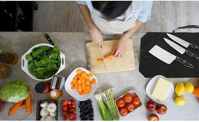 HERSENT Chef's Knife Roll Bag,Portable Travel Chef Knife Case Carrier Storage Bag with 4 Slots Best Gift for Pro Chef or Culinary Enthusiasts Men Women