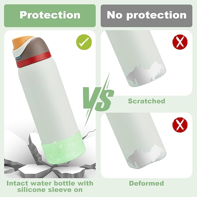 2 PCS Glitter Silicone Boot for Owala Water Bottle, Anti-Slip Protective Sleeve for FreeSip/Twist/Flip Stainless Steel Water Bottles Accessories