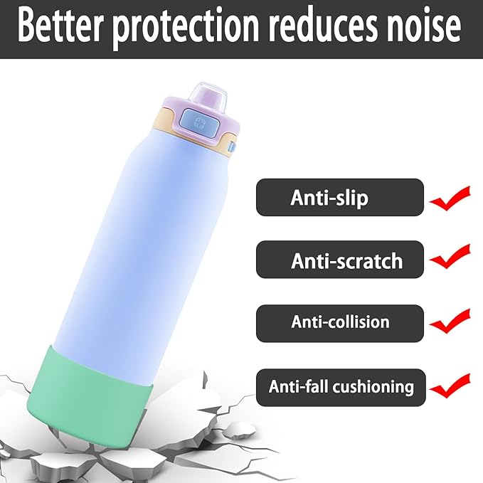 2 PCS Silicone Bottom for Ello Pop 32 OZ Water Bottle, Water Boot for Ello Pop,Avoid Scratches and Noise (Green, 22oz)