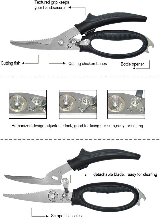Poultry Shears - Heavy Duty Kitchen Scissors for Cutting Chicken, Poultry, Game, Bone, Meat - Chopping Food - Spring Loaded