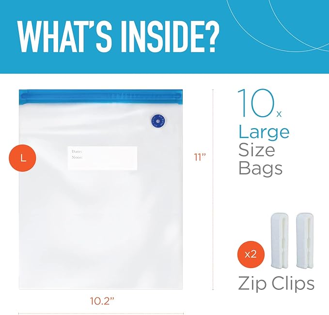 Reusable Sous Vide Bags – 20 BPA-Free Quart and Gallon Size – Freezer Safe Vacuum Sealer Food Storage – Compatible with Joule, Anova, and All Sous Vide Machines