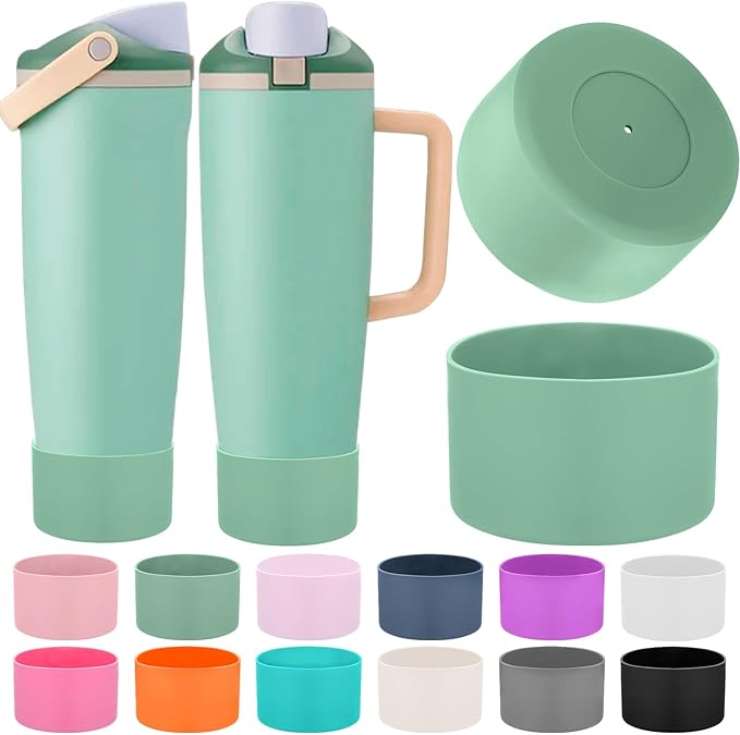 Mity rain 2PCS Protective Silicone Boots for Owala 30oz & 40oz FreeSip Sway Bottles & Tumblers - Accessories for owala, Enhances Stability & Prevents Scratches (Sage Green)