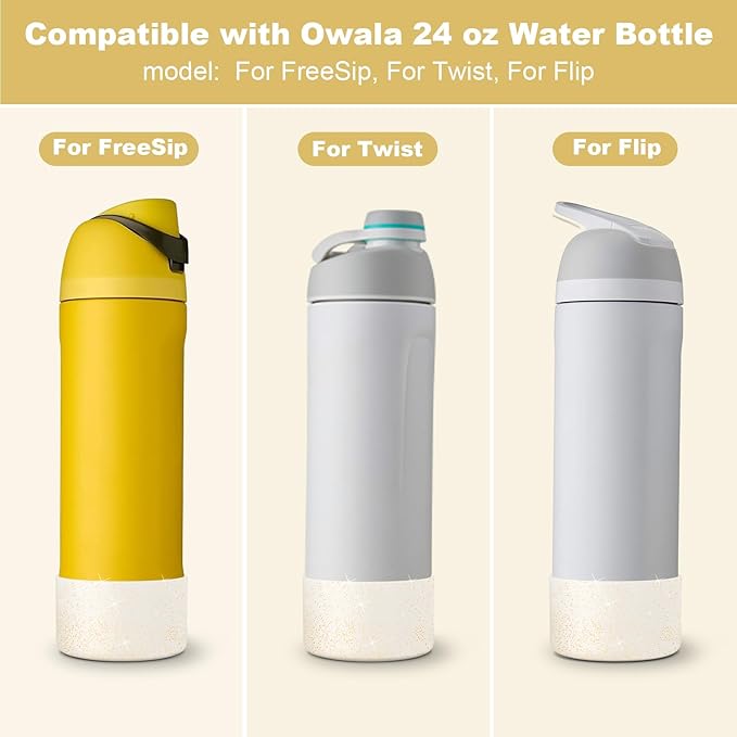 2 PCS Glitter Silicone Boot for Owala Water Bottle, Anti-Slip Protective Sleeve for FreeSip/Twist/Flip Stainless Steel Water Bottles Accessories