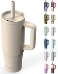 TILUCK 30 oz Tumbler with Handle, Vacuum Insulated Stainless Steel Travel Mug with 100% Leak-Proof Silicone Straw Lid, Cupholder Friendly Water Bottle(MistyGray, 30oz)