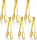 6 Pack Gold Serving Tongs 9 Inch Duty Durable Metal Food Tong, Stainless Steel Tongs for Serving Food, Weddings Parties Family Gatherings Kitchen Cooking Serving Clip