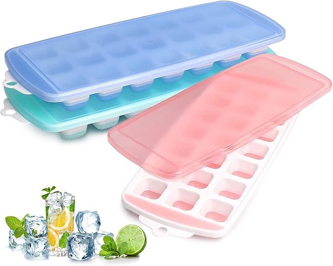 Silicone Ice Cube Tray with Lid - Mini Silicone Ice Tray with Lid,Small Ice Cube Tray,Tiny Ice Cube Trays for Iced Coffee,Baby Food,BPA Free,Easy Release
