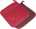 Cotton and Neoprene Oven Pads Pot Holders with Pocket 8"x8.5" Dual-Function Hot Pad Set for Finger Hand Wrist Protection Heat Resistant to 428°F Red