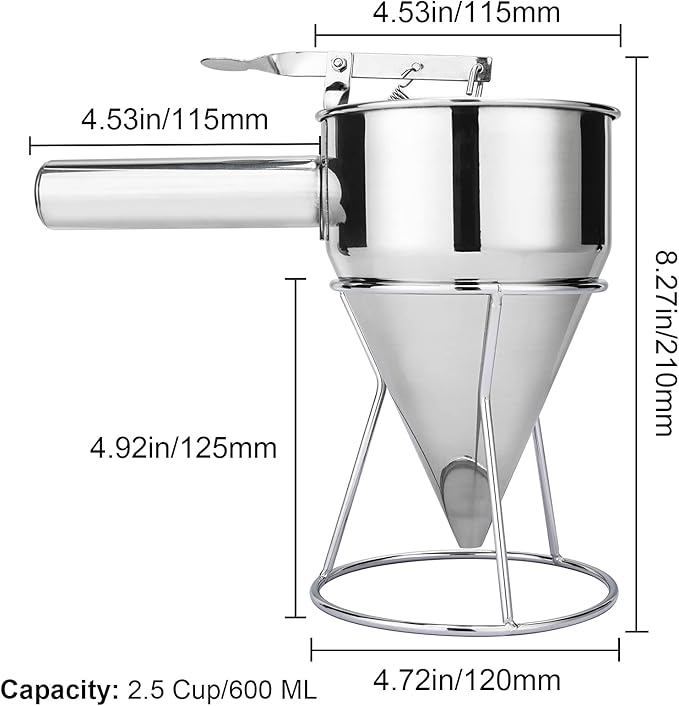 MyLifeUNIT Pancake Batter Dispenser, Stainless Steel Funnel Cake Dispenser with Stand