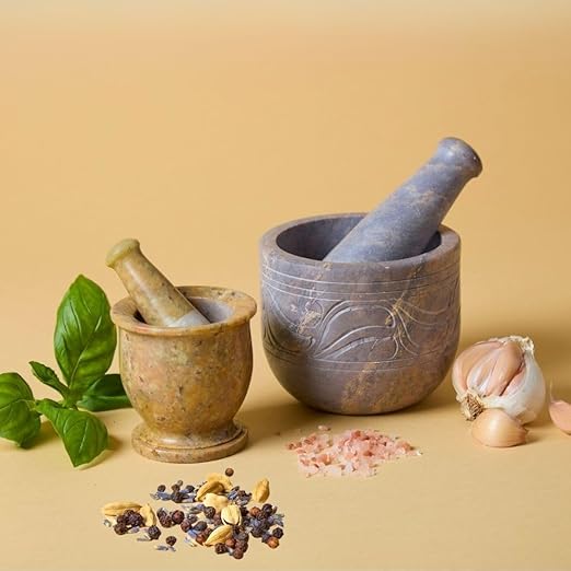 Small Mortar Pestle Set, Kitchen Tools, Kitchen Countertop Decor, Grinding, Crushing, Herbs, Garlic, Nuts, Spices, Rustic Style, Handcrafted, Made from Soapstone, Gray