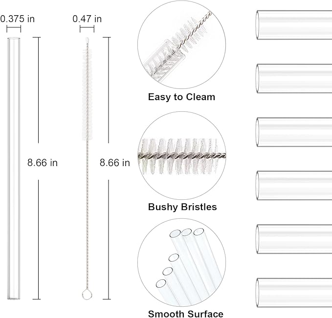 Aillwith 6 PCS Replacement Straws for Stanley Cup 20oz 14oz Tumbler, Reusable Drinking Straws with Cleaning Brush for Stanley Cup Accessorie，BPA Free, Dishwasher Safe