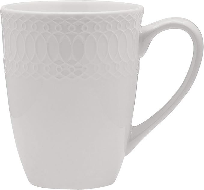 Mikasa Levi 40 Piece Bone China Dinnerware Set, Embossed Plates Bowls, Chip-Resistant, Lightweight, Elegant and Durable, Service for 8, White