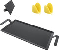 Carbon Steel Griddle for Gas Grill, 19.6" x 10.5" Double Burner Griddle Comes with Grill Press, Griddle Pan for Stove Top, Versatile Stovetop Oven, Induction Cooktop, Flat Top Plate for Charbroil Etc