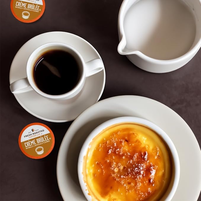Fresh Roasted Coffee, Crème Brûlée, Flavored Coffee Pods, K-Cup Compatible, 24 Count