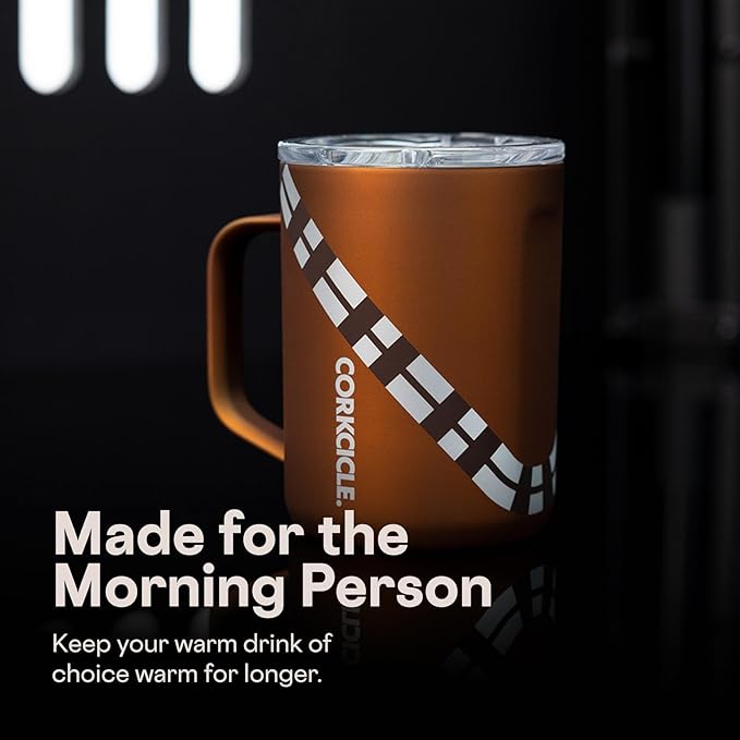 Corkcicle Classic Coffee Mug - Triple Insulated Stainless Steel for Travel - Shatter-Proof Lid - Keeps Drink Hot Over 3 Hours - Holiday Mug Gift - Great for Gifting Warmth - 16 oz - Chewbacca