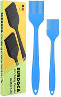 SURDOCA Silicone Pastry Basting Brush - 2Pcs 10 + 8 in Heat Resistant Brush for Baking Cooking Food, BPA Free Kitchen Brush for Sauce Butter Oil, Stainless Steel Core Design for Barbecue BBQ Grilling