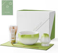 ZENS Matcha Whisk Set, 5pcs Matcah Kit Includes Ceramic Bowl with Spout, Handcrafted Bamboo Whisk, (Chasen) Holder, Scoop & Tea Mat, Matcha Set Gift for Tea Ceremony, Green