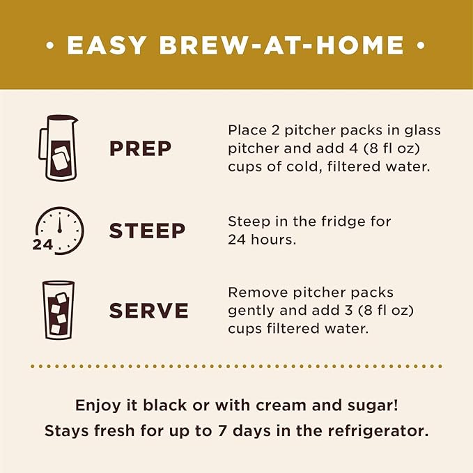 Don Francisco's Organic Cold Brew Coffee Pitcher Packs – Easy At-Home Prep, Smooth and Rich with Chocolate Notes – Medium-Dark Roast, 100% Arabica – Enjoy Black or with Cream & Sugar – Makes 2 Pitchers (12 Servings)
