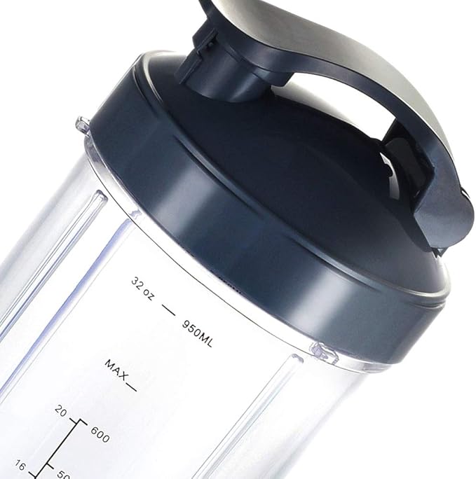 Upgrade Blender Cups Fit for Nutribullet 600w/900w, Replacement Parts 32oz Cups with Flip-Top To-Go-Lids, Blender Accessories (2 Pack)