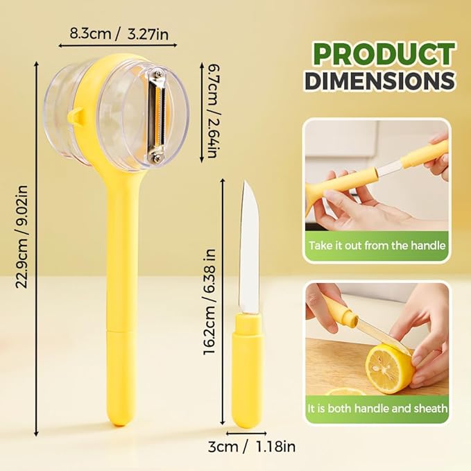 3 in 1 Peeler with Container, 2025 New Stainless Steel Peelers with Container with Handle Fruit Knife, Multifunctional Vegetable Peelers for Home Kitchen (Green)