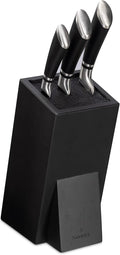 Navaris Universal Knife Block Holder - Rubber Wood Stand with Bristles to Fit Different Sizes of Knives - Angled Design, 9.8" x 5.9" x 4.1’" - Black