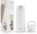 Ello Cooper 18oz Kids Stainless Steel Water Bottle with 2 Lids Chug and Straw | Leak Proof Double Walled and Vacuum Insulated | Fits Car Cupholder | Built in Carry Loop | Dishwasher Safe | White