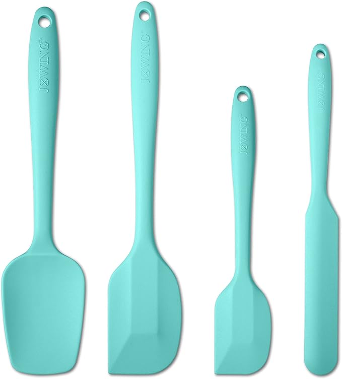 4 Piece Silicone Spatula Set, Flexible Heat Resistant Non-scratch Baking Cooking Rubber Spatulas with Stainless Steel Core, Aqua Sky