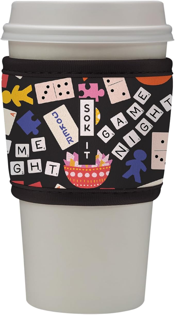 Sok It HotSok Coffee & Tea Reusable Insulated Neoprene Cup Sleeve (Game Night)
