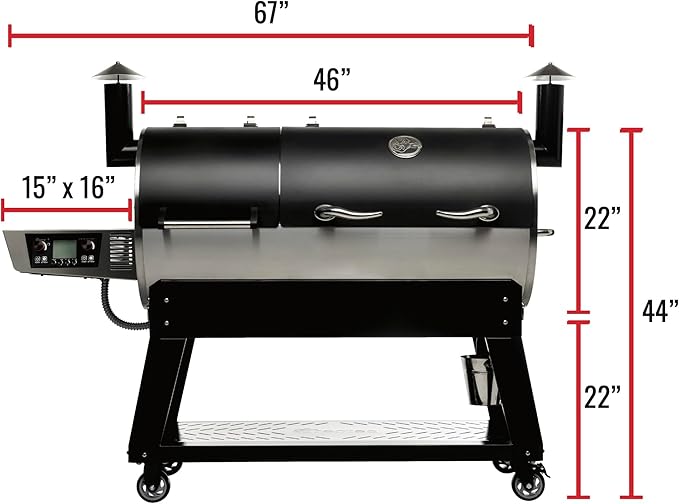 recteq DualFire 1200 Wood Pellet Smoker Grill, Wi-Fi Electric Pellet Grills, Dual Chambers for Hot and Fast + Low and Slow Cooking, DualFire 1200 + Grilling Essentials Bundle
