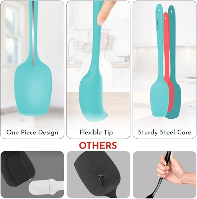 4-Piece Aqua Baking Spatula Set - Holiday Baking Essentials, Rubber Spatulas Silicone Heat Resistant, BPA-Free - Spatula Set for Nonstick Cookware - Silicone Baking Utensils