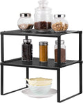 NEX Kitchen Cabinet And Counter Shelf Organizer, Expandable & Stackable, Black