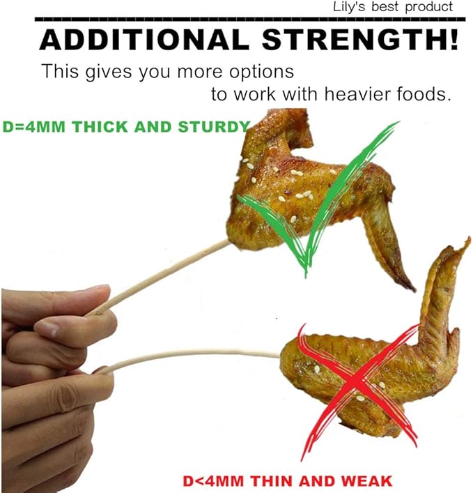 HOPELF 14" Natural Bamboo Skewers Sticks for BBQ，Kabob，Grilling，Barbecue，Kitchen，Roasting，Marshmallows，Plant Stakes，Crafting.Φ=4mm, More Size Choices 6"/8"/10"/12"/16"/30"(100 PCS)