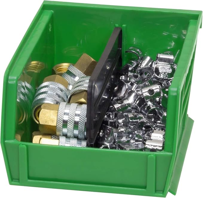Akro-Mils 30210 AkroBins Plastic Storage Bins, Space-Saving Stackable Bins for Garage, Pantry, Craft Organization, 5-Inch x 4-Inch x 3-Inch, Green, 24-Pack