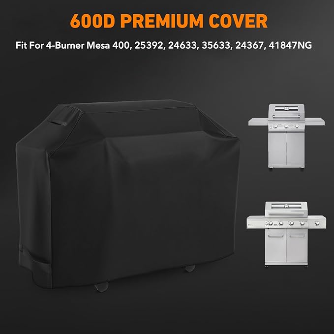 Heavy Duty 600D Polyester 54-inches Cover Compatible with All Monument 4-Burner Grills Mesa 400, 25392, 24633, 35633, 24367, 41847NG Grills, Water Resistant Outdoor Cover, All Weather Protection