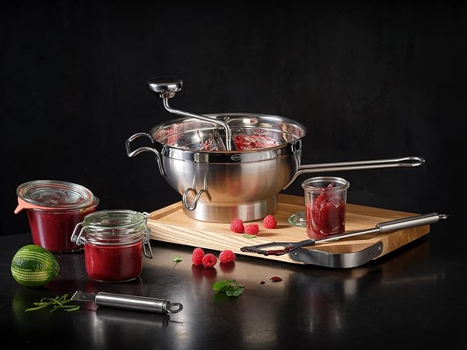 Rösle Stainless Steel Food Mill with Handle and 2 Grinding Disc Sieves, (16252)