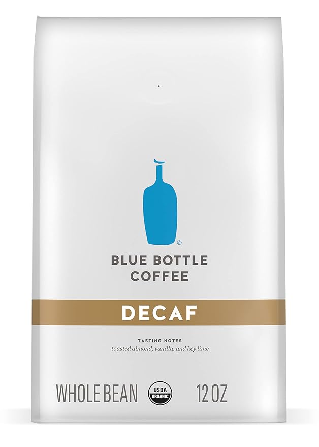 Blue Bottle Whole Bean Organic Coffee, Decaf, Medium Roast, 12 Ounce bag (Pack of 6)