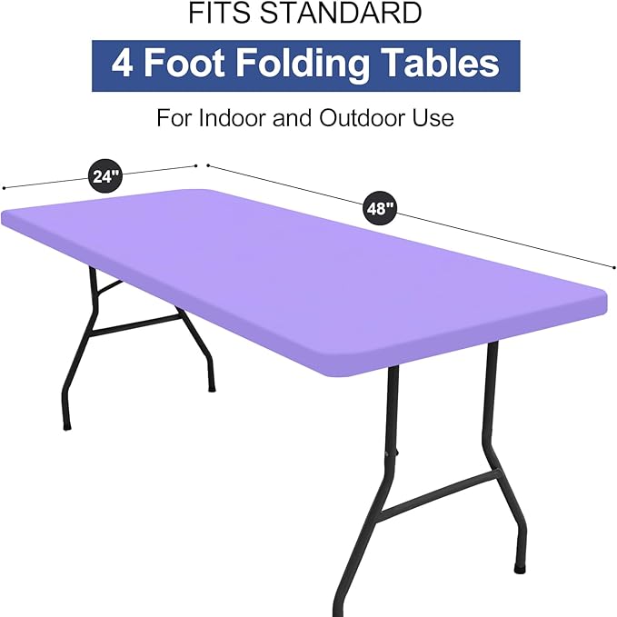 homing Rectangle Table Cloth Cover, Waterproof Polyester Elastic Fitted Tablecloth, Fits for 4 Foot Folding Tables, Washable Table Protector for Picnic, Camping, Outdoor (Lavender, 24" x 48")