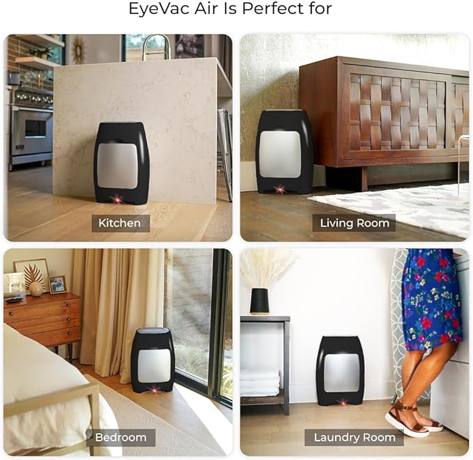 EyeVac Air 2-in-1 HEPA Air Purifier & Touchless Vacuum Automatic Dustpan - Ultra Fast & Powerful - Covers 600 Sq ft - Corded Canister Vacuum, Bagless, Automatic Sensors, 1000 Watt (Black/Silver)