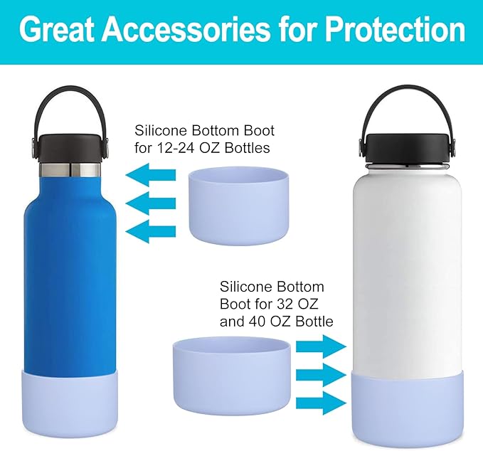 Silicone Boot for Hydro Flask 12-40 OZ Water Bottle, Boot for Stanley Cup 40 30 OZ, Bottom Boots for Hydroflask Sports Water Bottles, Silicone Bottom Cover Sleeve