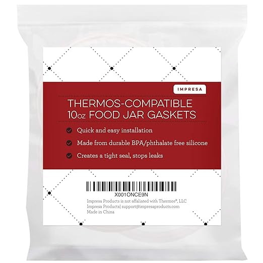 Impresa Silicone Gasket Replacement Kit - Thermos Rubber Seal Replacement - Leak-Proof Vacuum Seal Jar - Compatible with Thermos 10 oz Food Jar - White, Pack of 3