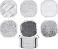 UMIRRO Absorbent Coasters for Drinks with Holder, Silicone Cup Coaster with Felt Insert for Coffee Table Decor, Small Unique Birthday Gift Ideas for Men, Dad, Him, Women Mom, Her, 4", Grey, Set of 6