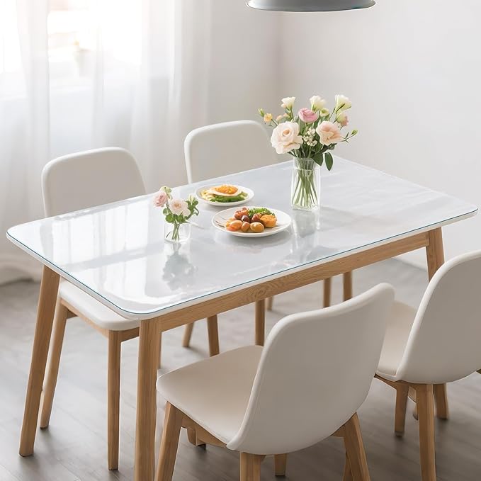 Frosted Table Protector 42 x 60 Inch, 1.9mm Thick Waterproof PVC Plastic Table Cover, Durable Table Pad for Dining Room, Kitchen, Writing Desk, and Coffee Tables