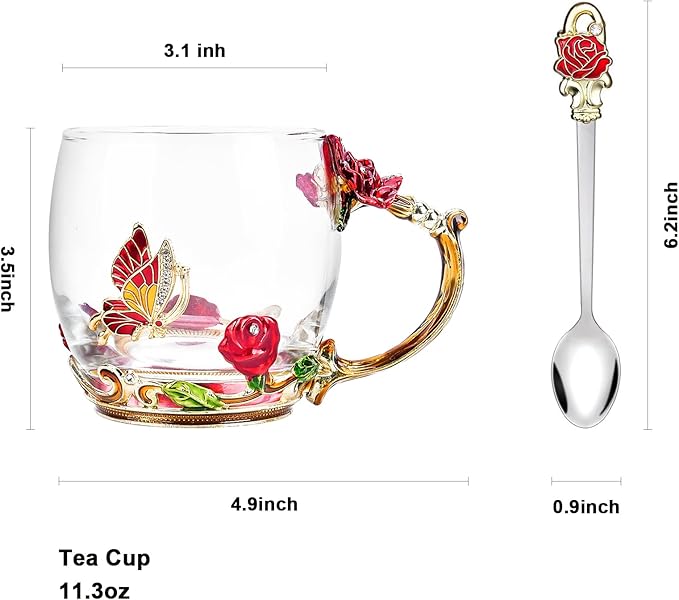 OEAGO Gifts for Mom Women Stocking Stuffers for Women Christmas Glass Coffee Enamels Mug Valentines Day Gifts for Her Girlfriend Wife Best Birthday Valentine's Mothers Day from Daughter Son Tea Cup
