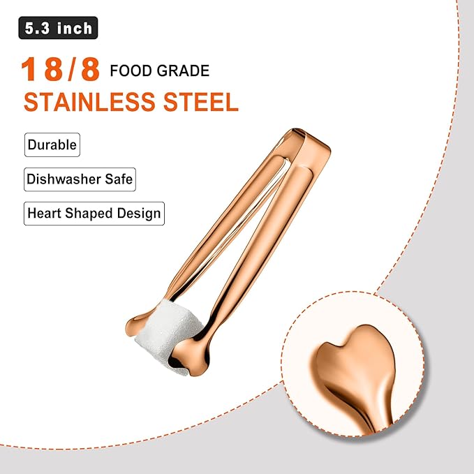 Small Serving Tongs, Anytrp 12-Pack Stainless Steel Sugar Tongs, 5.3inch Kitchen Metal Appetizers Tong for Serving Food, Buffets, Coffee Bar, Tea Party, Desserts Party and Ice Bucket
