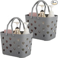 Anyoifax Portable Shower Caddy Tote Plastic Storage Basket with Handle Box Organizer Bin for Bathroom, College Dorm, Pantry, Kitchen, 2 Pack, Grey