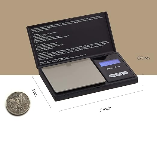 Digital Food Scales Precision 500g/0.01g, Small Pocket Ounces Grams, Portable Travel, Jewelry Scale (Battery Included)