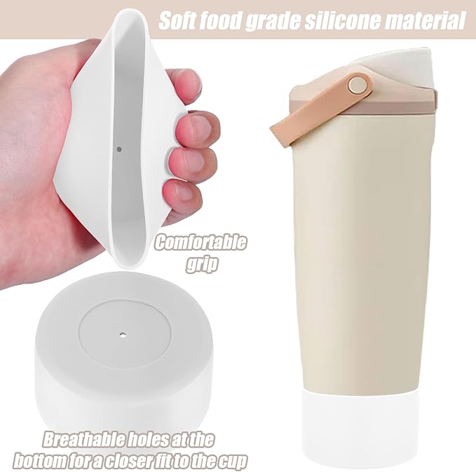 Mity rain 2PCS Protective Silicone Boots for Owala 30oz & 40oz FreeSip Sway Bottles & Tumblers - Accessories for owala, Enhances Stability & Prevents Scratches (Ivory & White)