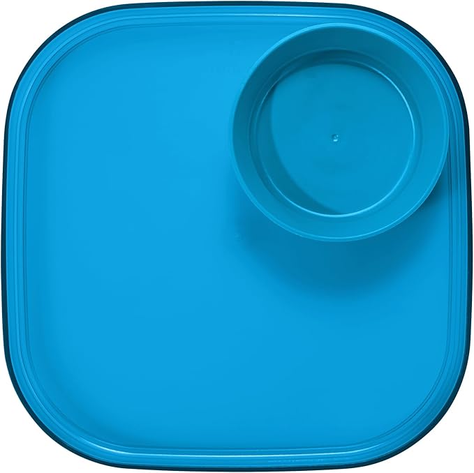 Madesmart Dipware Reusable Dining Plate/Serving Tray for Appetizers and Snacks, Food-Safe Appetizer Serving Platter with Removable Dip Bowl, Ocean